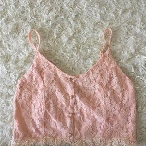 Apricot color lace crop top